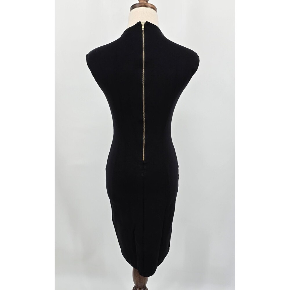 Rolla Coster Body Con Dress Women's S Black Plunge Neck Gold Zipper - Picture 3 of 6